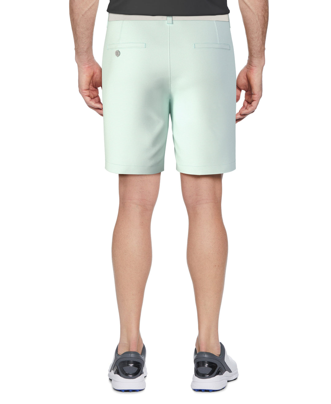 Men's Flat Front Active Waistband Horizontal Golf Print Short (Limpet Shell) 
