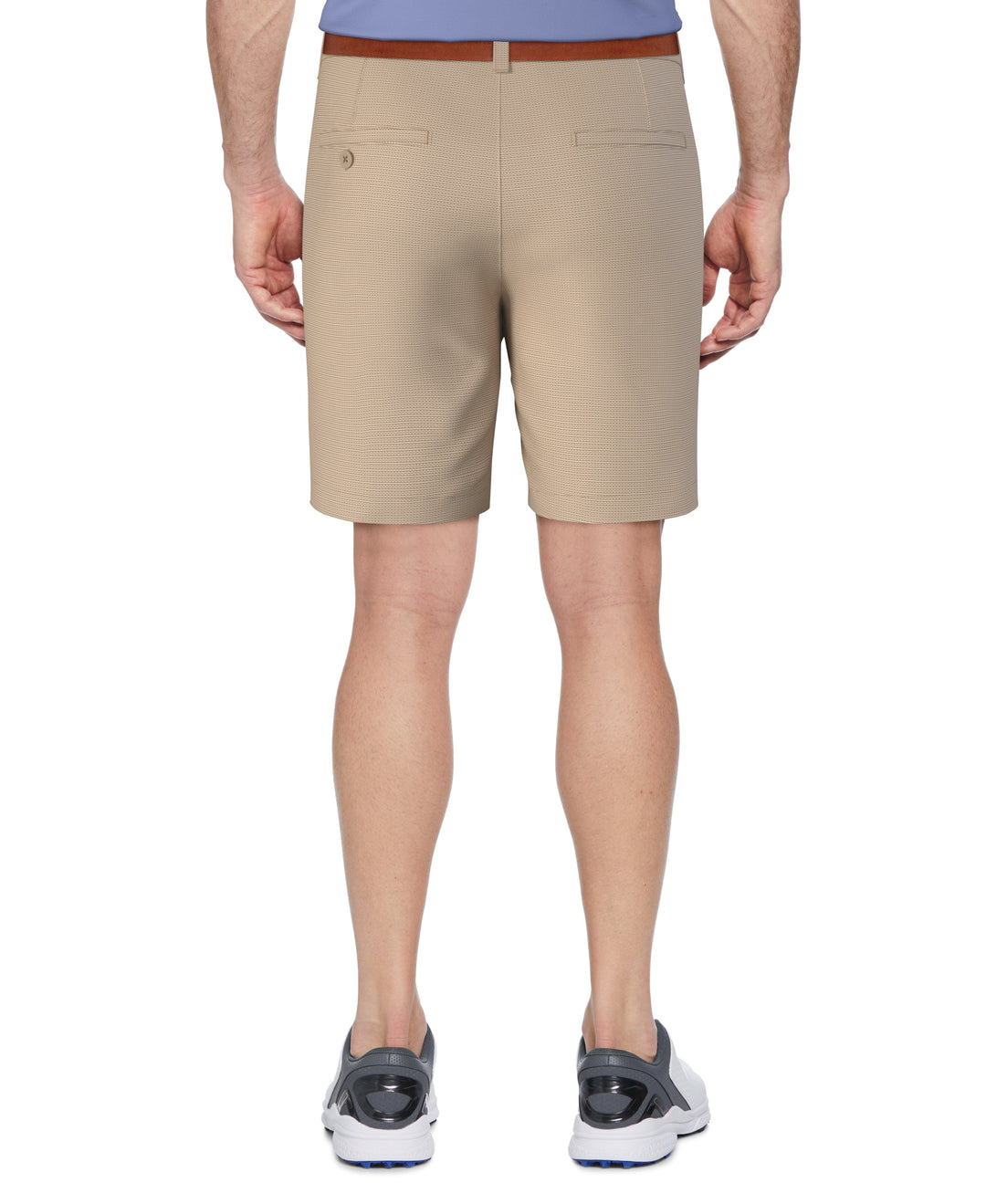 Men's Flat Front Active Waistband Horizontal Golf Print Short (Chinchilla) 