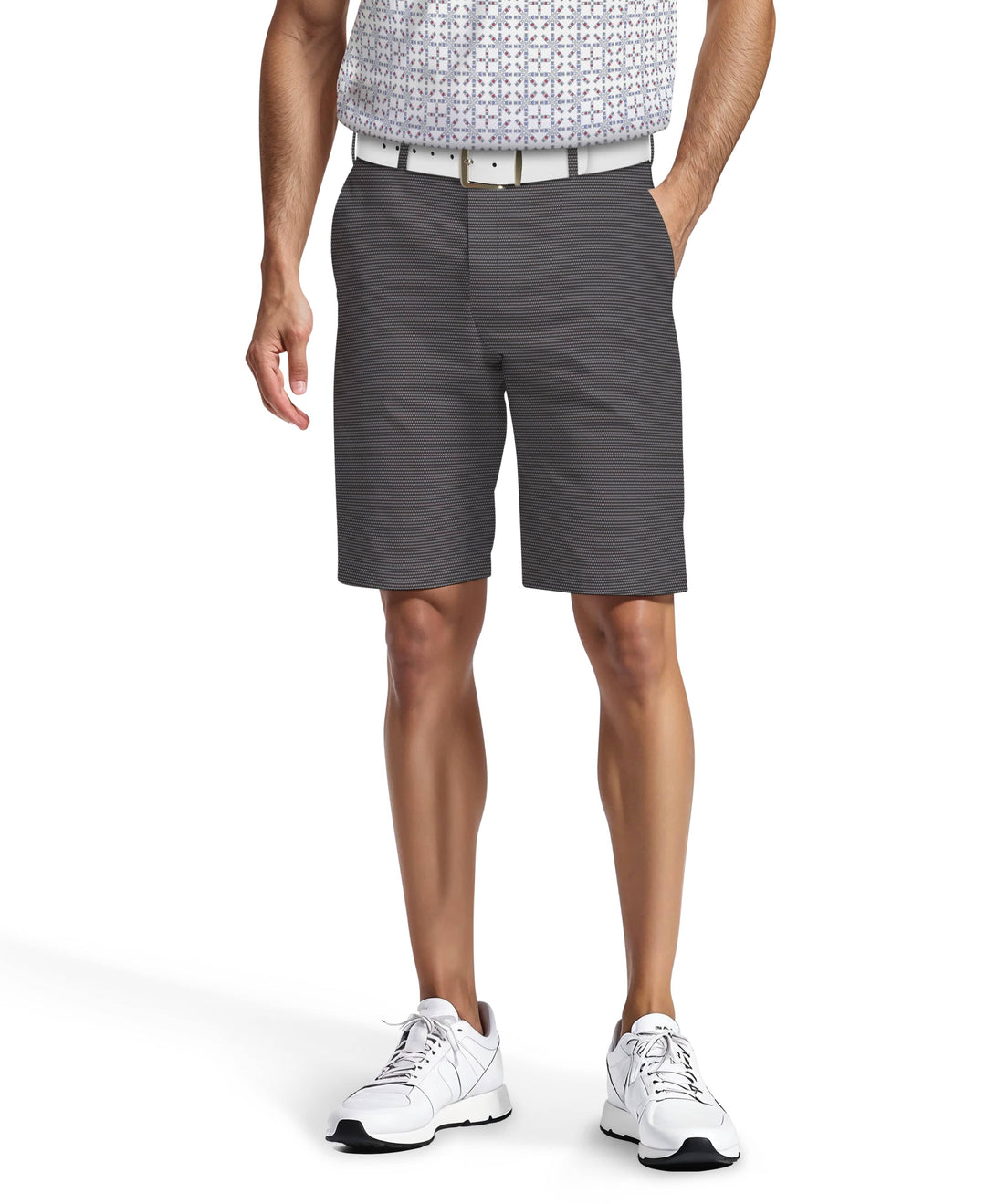 Flat Front All-Over Micro Geo Print Golf Short (Caviar) 