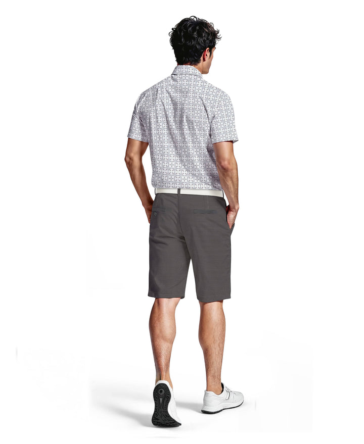 Flat Front All-Over Micro Geo Print Golf Short (Caviar) 