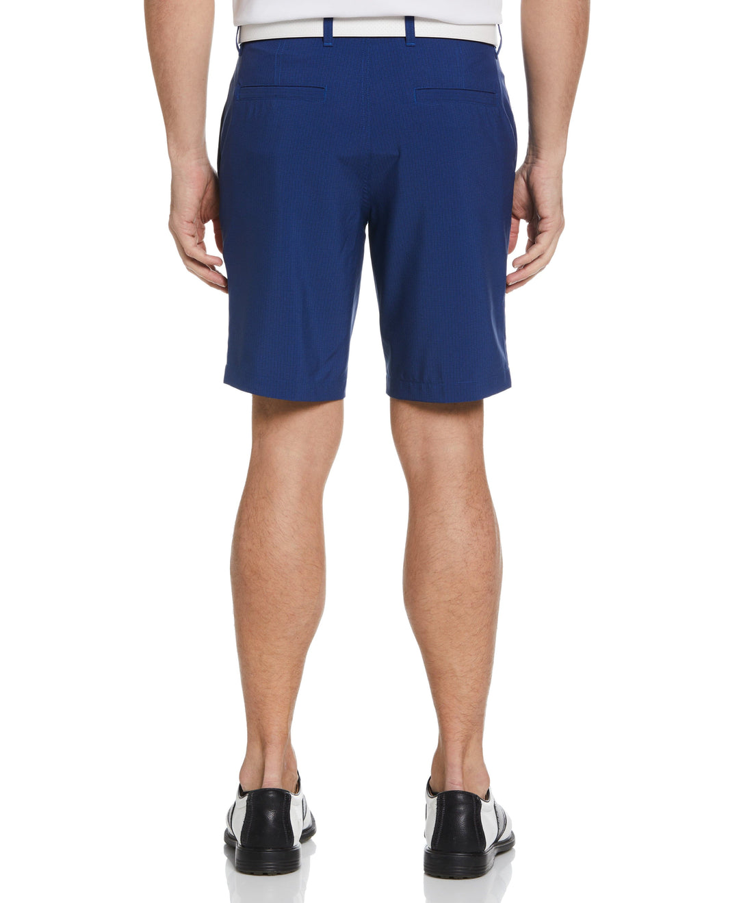 Flat Front Heather Plaid Printed Short (Classic Navy) 