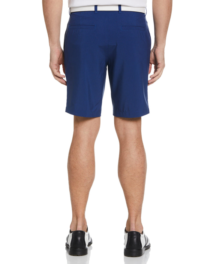 Flat Front Heather Plaid Printed Short (Classic Navy) 