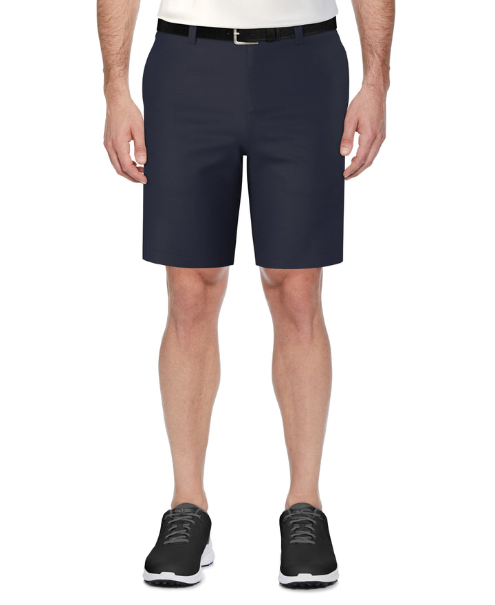 Flat Front Horizontal Textured Golf Short (Deep Navy Htr) 