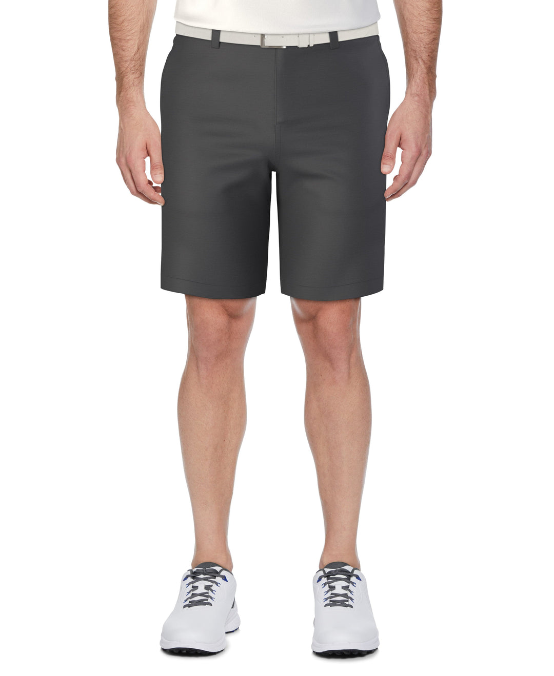 Flat Front Horizontal Textured Golf Short (Dk Grey Htr) 