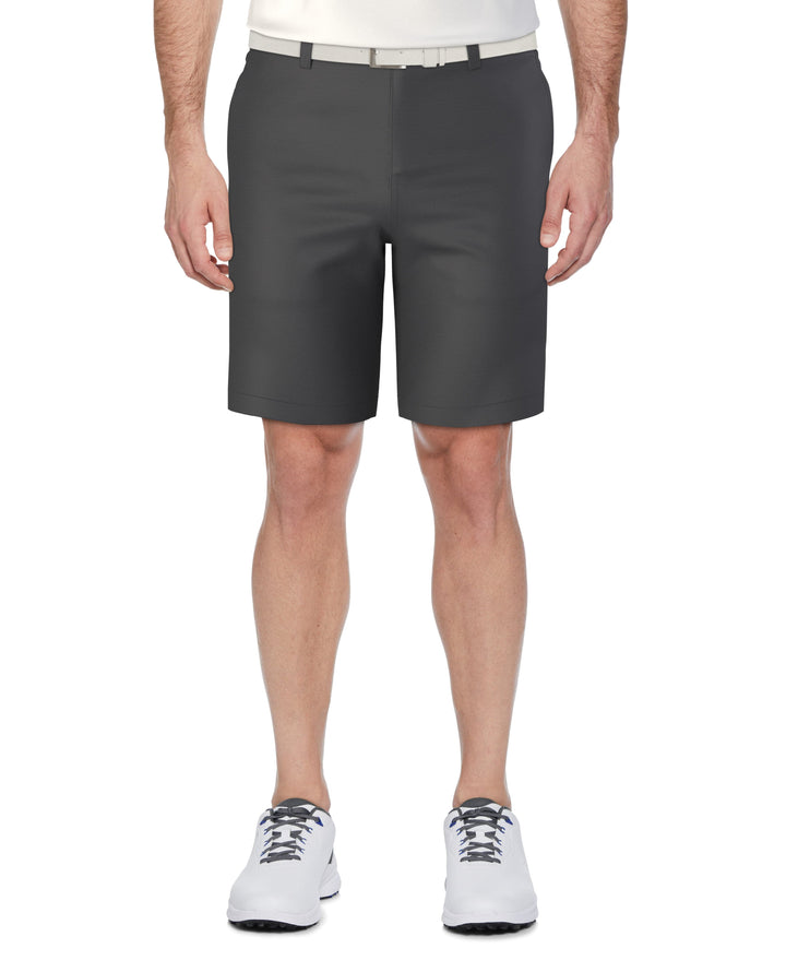 Flat Front Horizontal Textured Golf Short (Dk Grey Htr) 