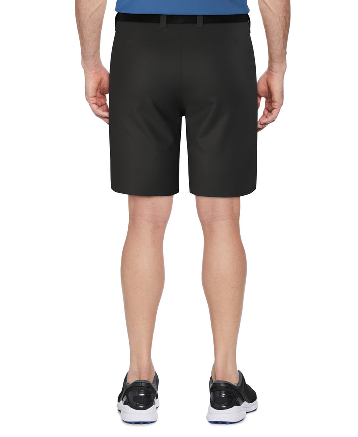Flat Front Horizontal Textured Golf Short (Black Heather) 