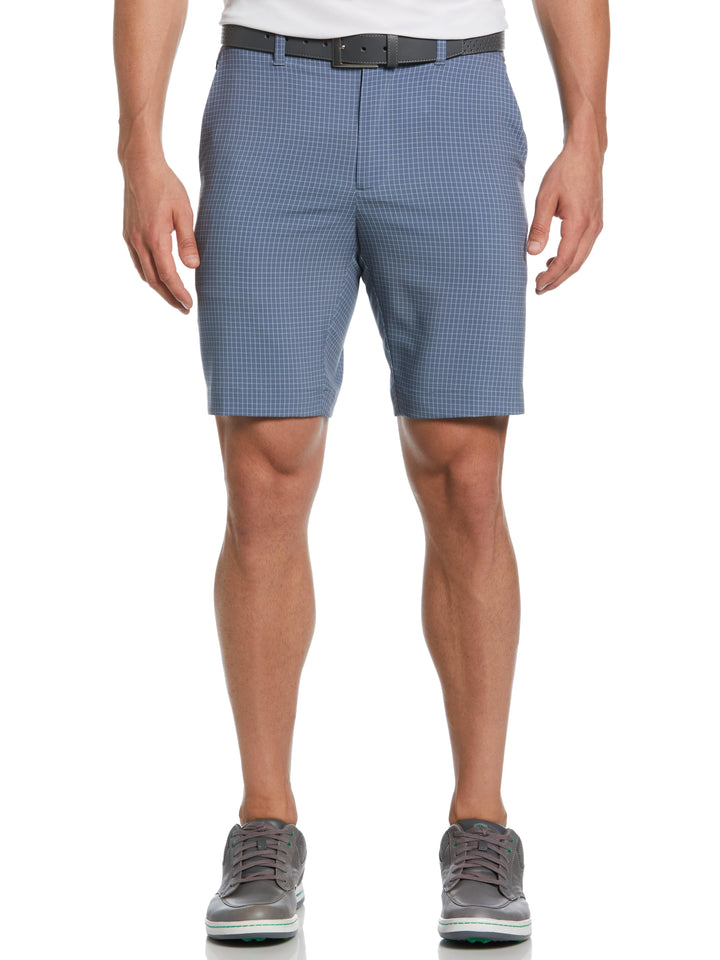 Flat Front Jaspe Grid Print Ergo Golf Short (Flint Stone) 