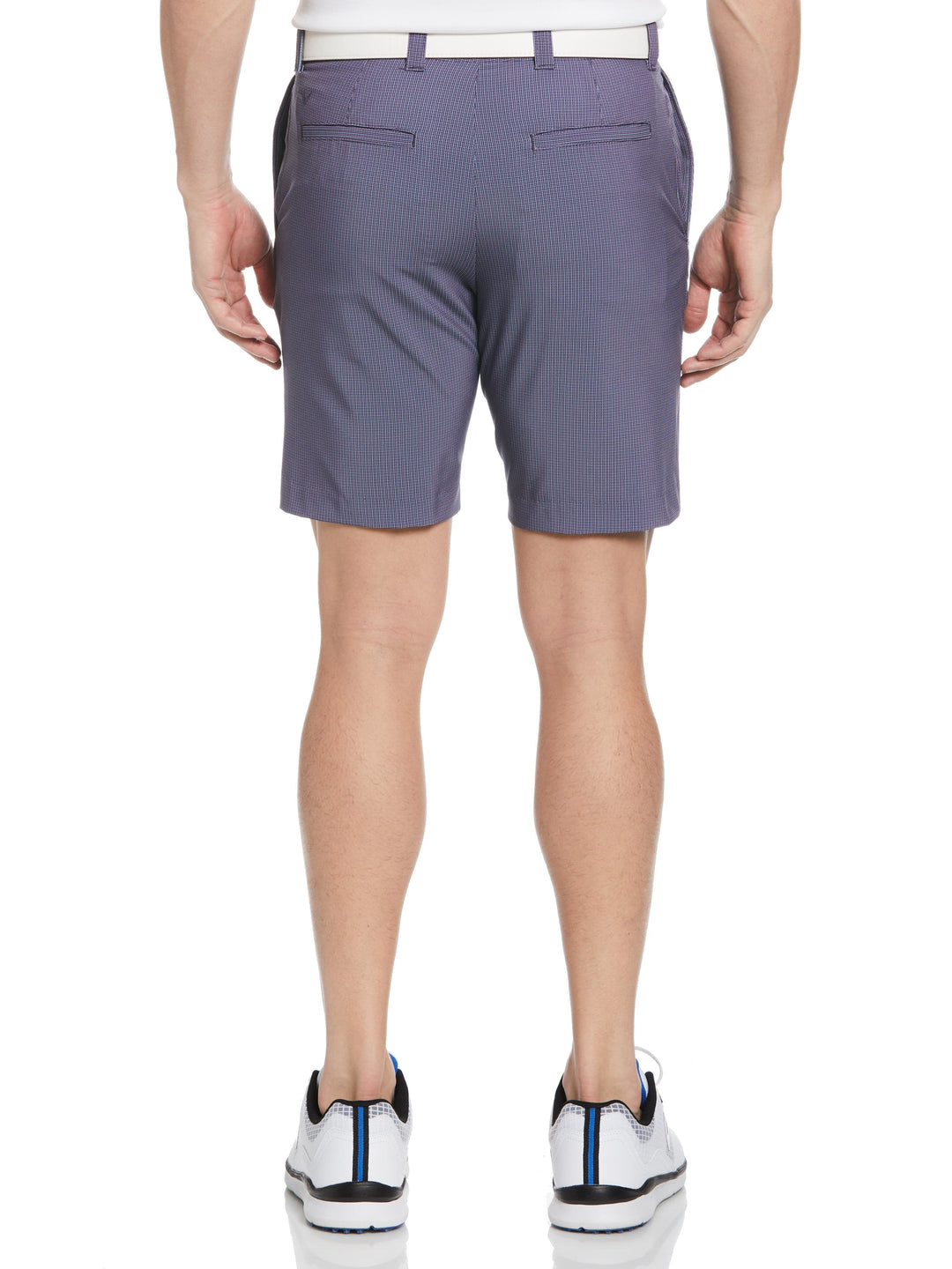 Flat Front Mini Texture Print Golf Short (Peacoat/Pink Sunset) 