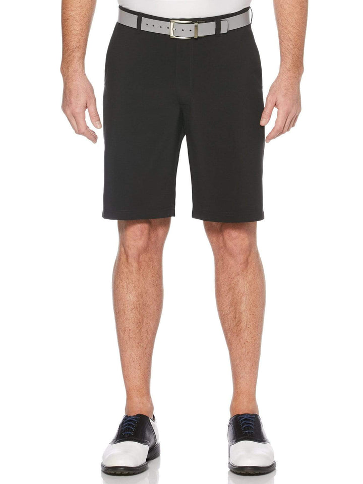 Flat Front Golf Short with Media Pocket (Black) 