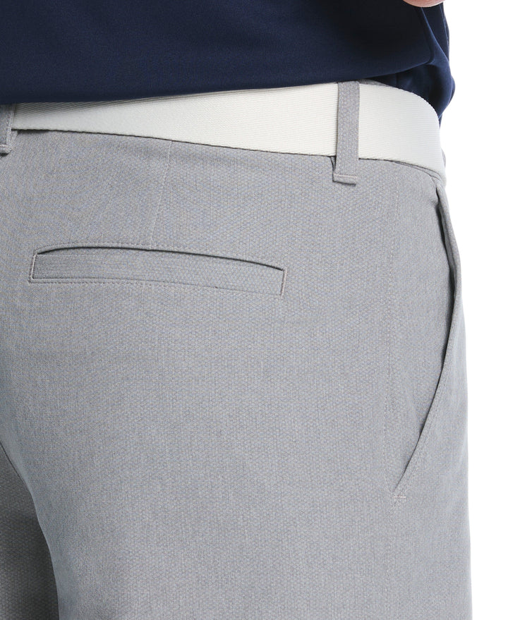 Textured Heather Flat Front 9-Inch Golf Short (Mid Grey Htr) 