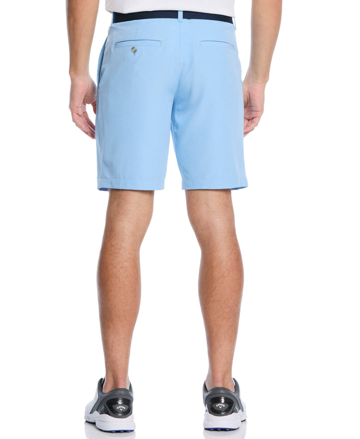 Textured Heather Flat Front 9-Inch Golf Short (Comet Sea Star Htr) 