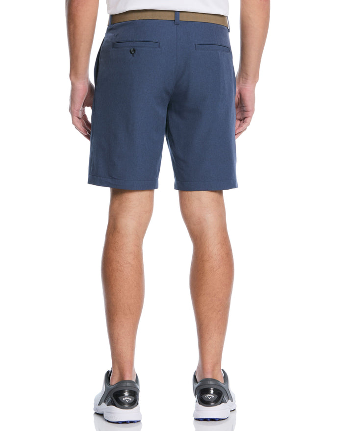Textured Heather Flat Front 9-Inch Golf Short (Peacoat Heather) 
