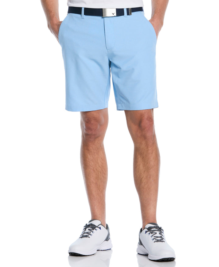 Textured Heather Flat Front 9-Inch Golf Short (Comet Sea Star Htr) 