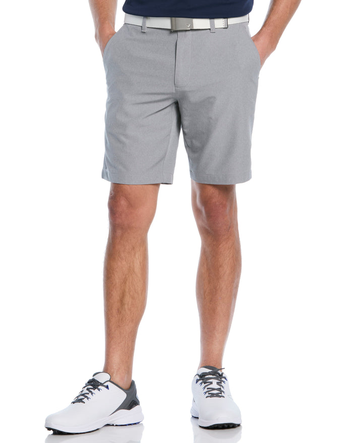 Textured Heather Flat Front 9-Inch Golf Short (Mid Grey Htr) 