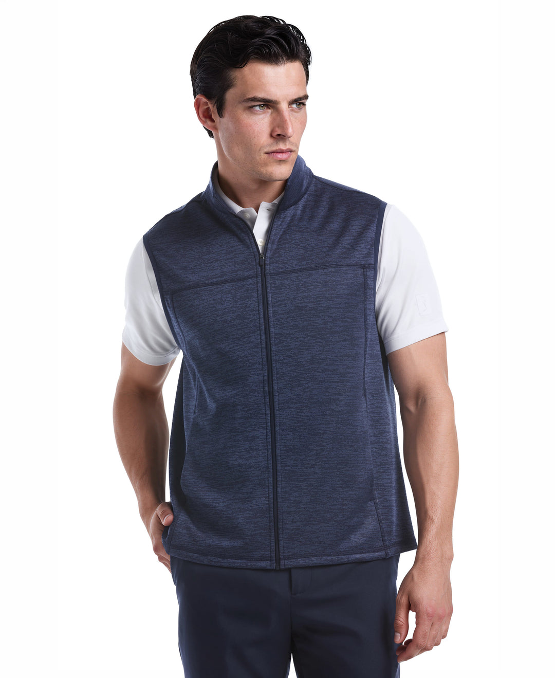 Promo Fleece Full Zip Golf Vest (Dk Peacoat Htr) 