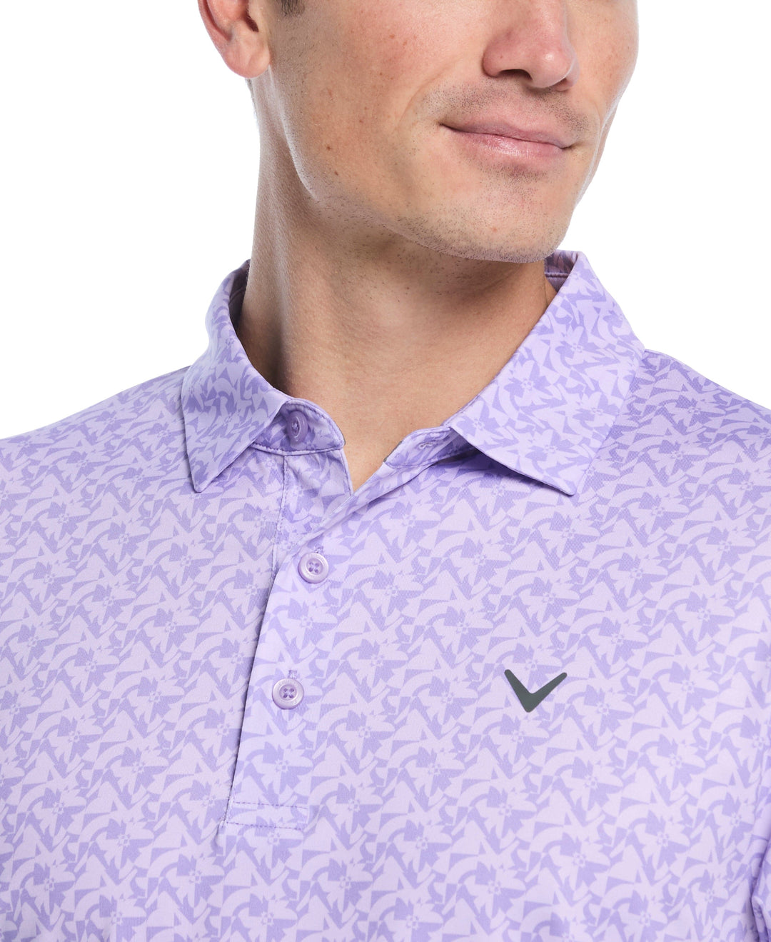 Floral Block Chevron Print Golf Polo (Sand Verbena) 