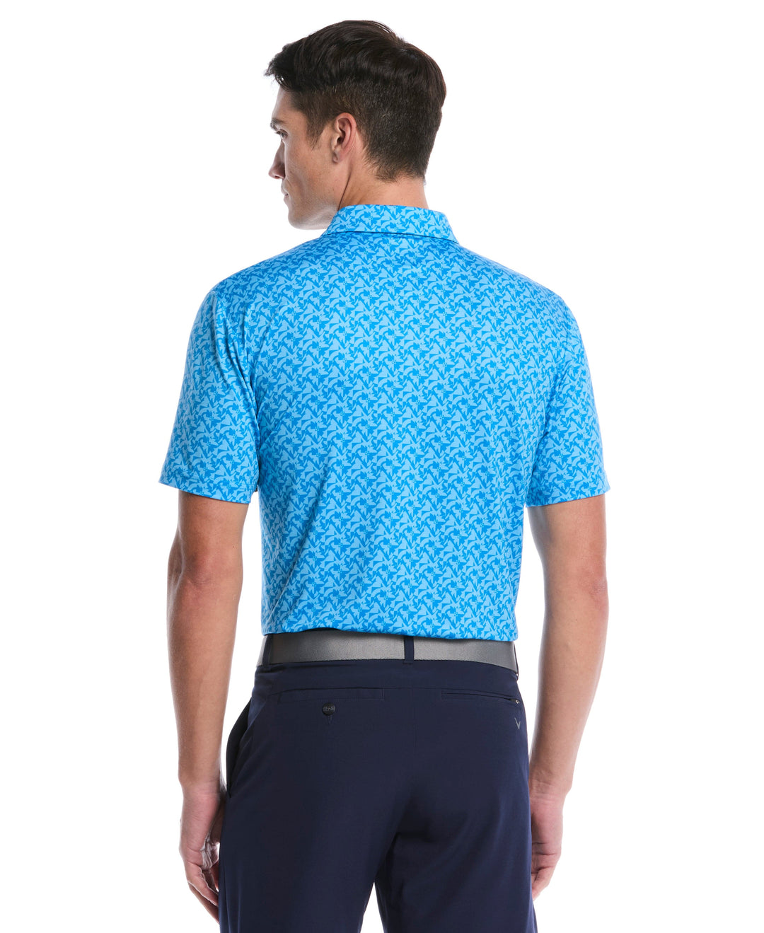 Floral Block Chevron Print Golf Polo (Brilliant Blue) 