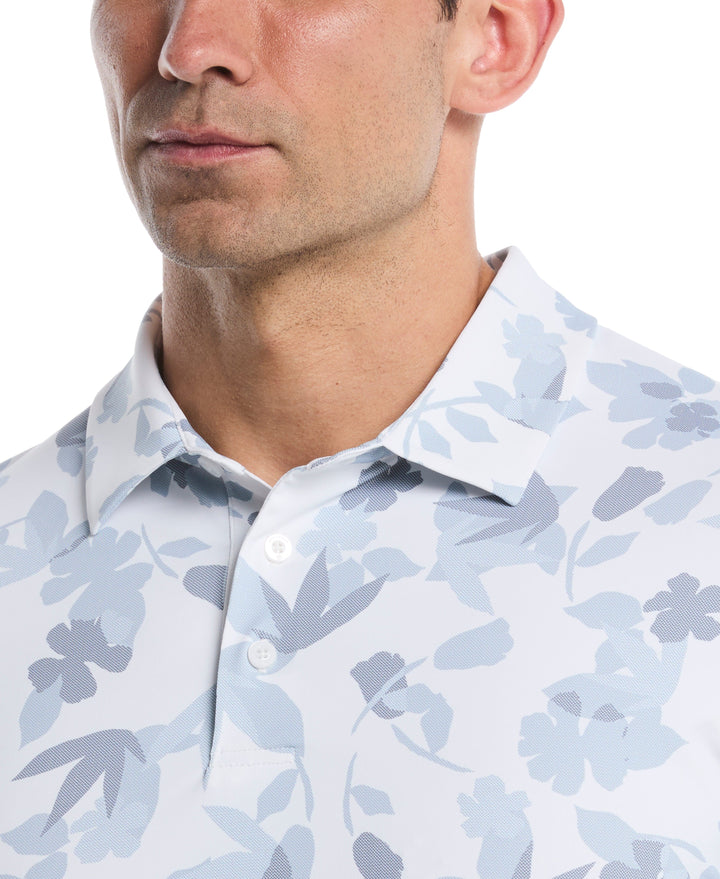 Floral Print Golf Polo (Bright White) 