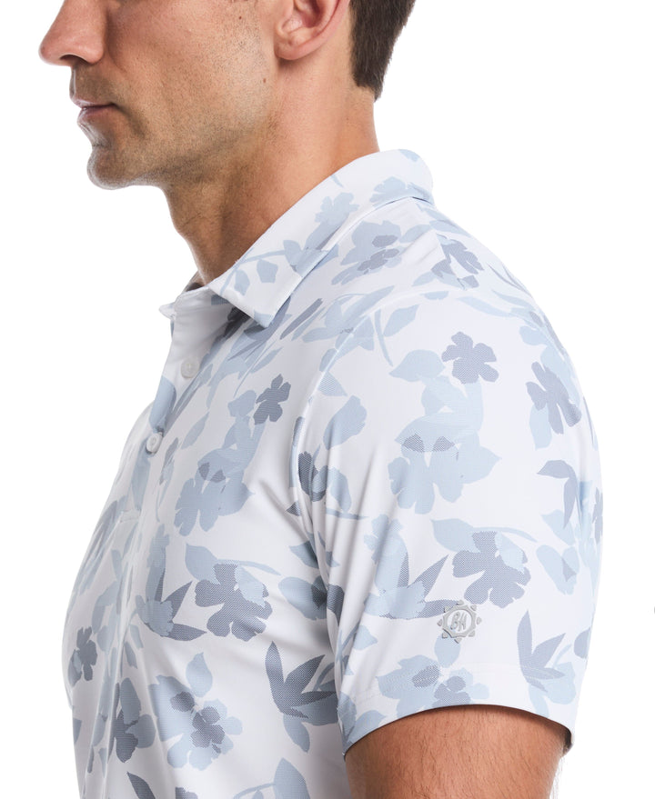Floral Print Golf Polo (Bright White) 