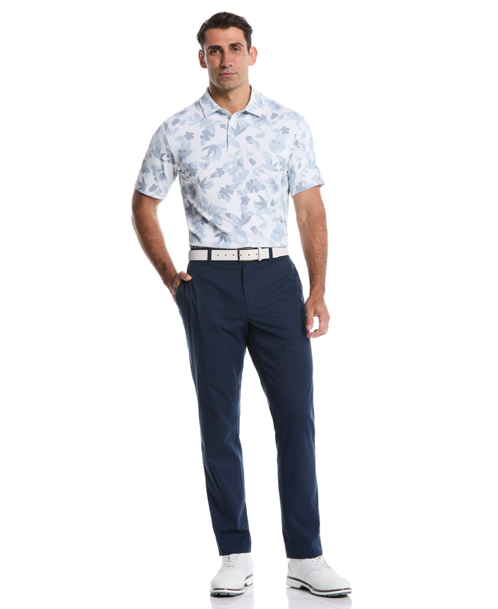 Floral Print Golf Polo (Bright White) 