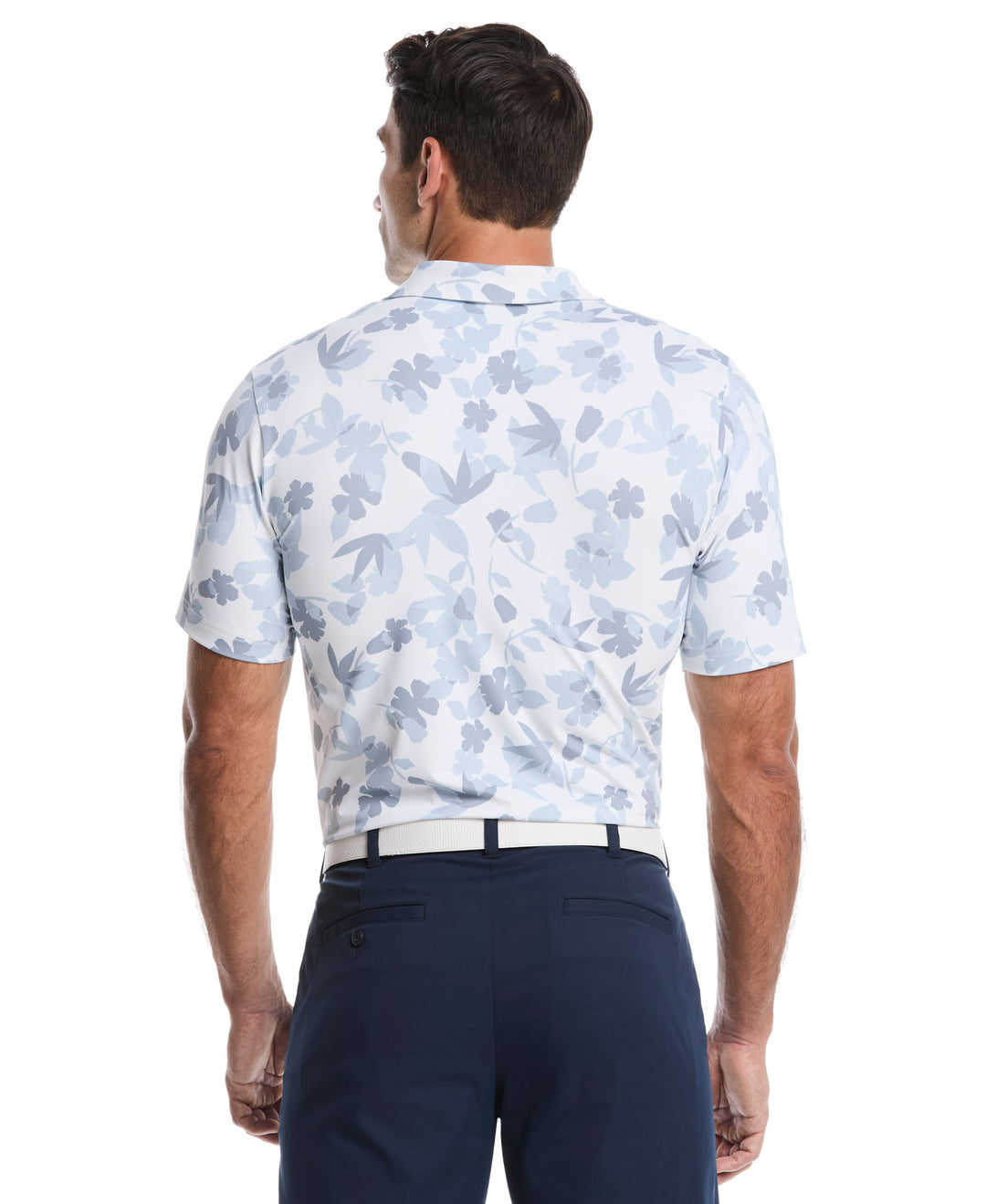 Floral Print Golf Polo (Bright White) 