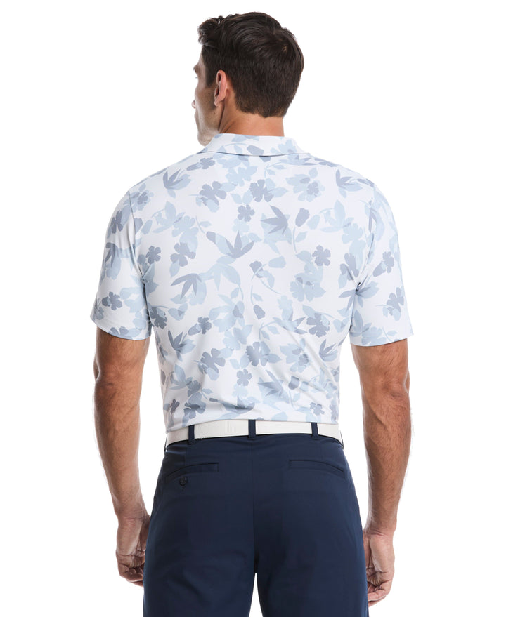 Floral Print Golf Polo (Bright White) 