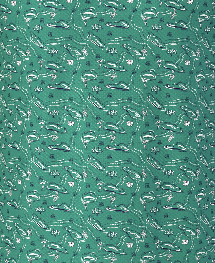 Flowering Peach Print Golf Polo (Galapagos Green) 
