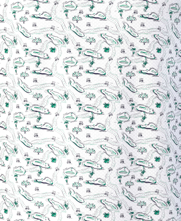 Flowering Peach Print Golf Polo (Bright White) 