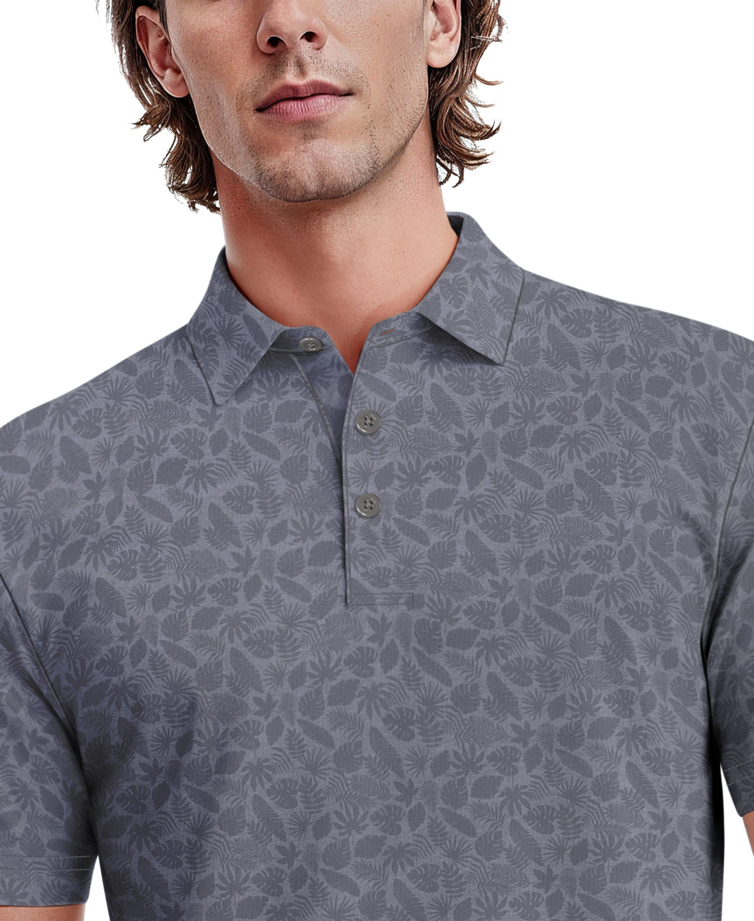 Men's Mini Foliage Heather Printed Polo (Vintage Indigo) 