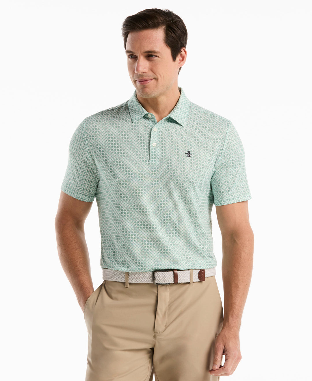 Men's Framed Floral Geo Print Polo