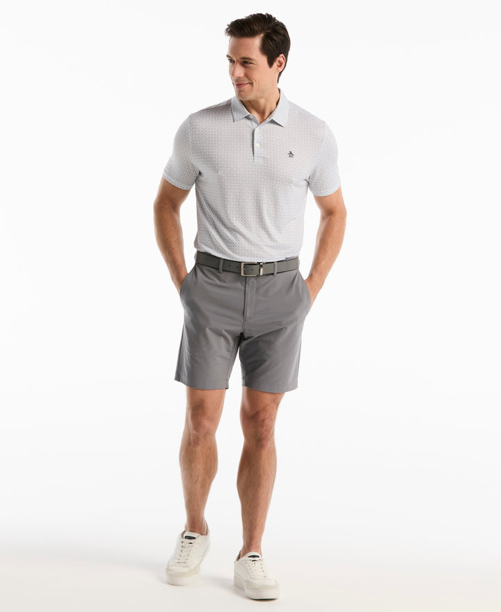 Framed Floral Geo Print Polo (Bright White) 