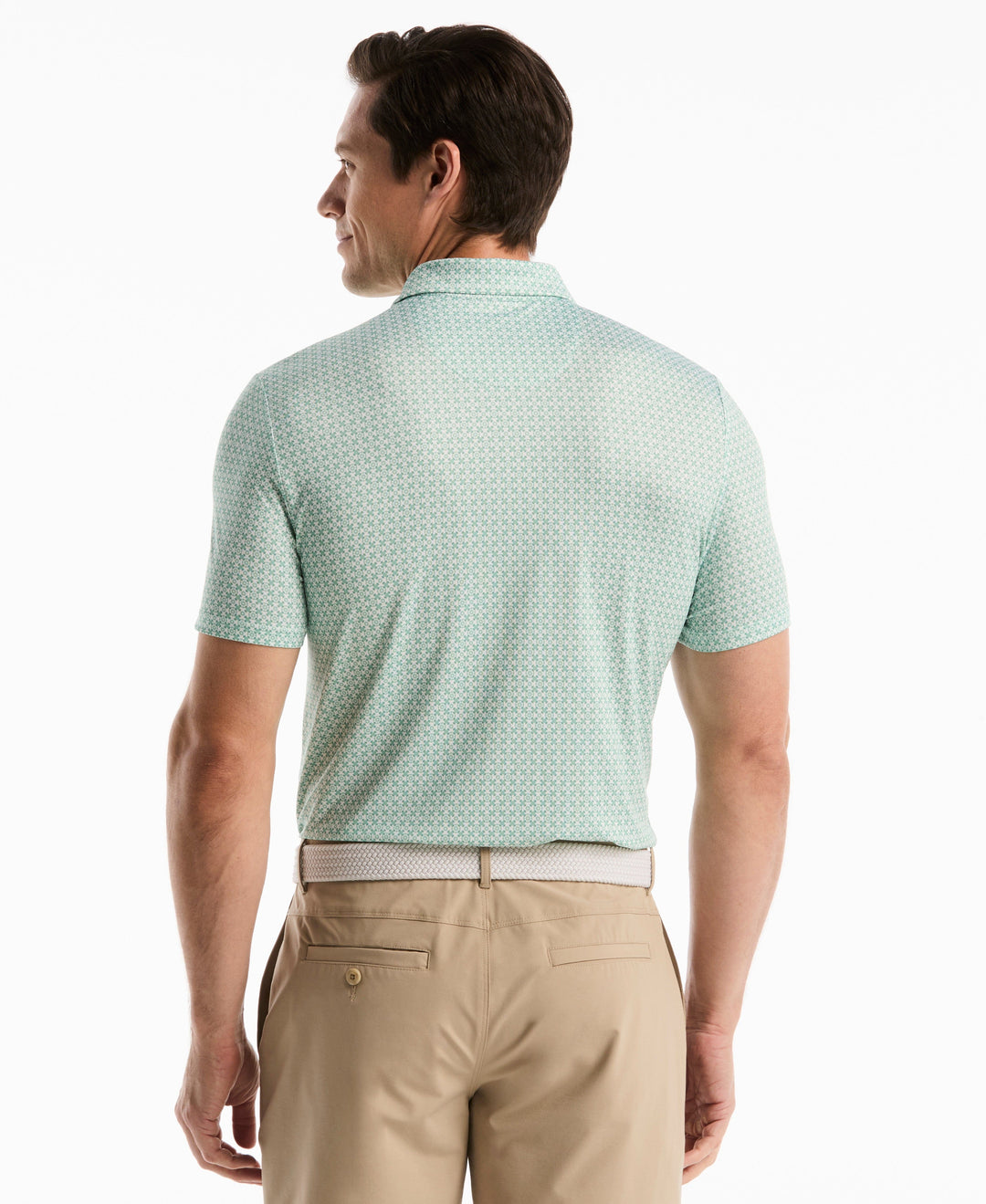 Framed Floral Geo Print Polo (Lichen) 