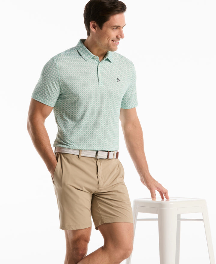 Framed Floral Geo Print Polo (Lichen) 