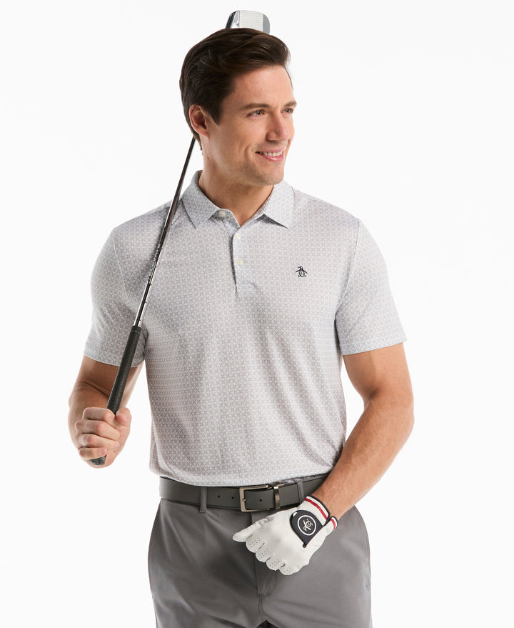 Framed Floral Geo Print Polo (Bright White) 