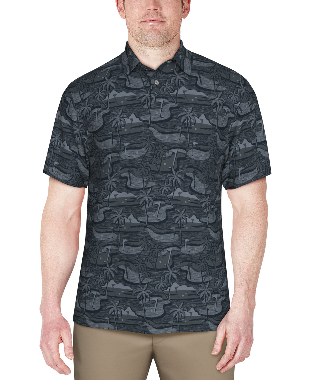 Freeform Golf Print Golf Polo (Charcoal Art) 