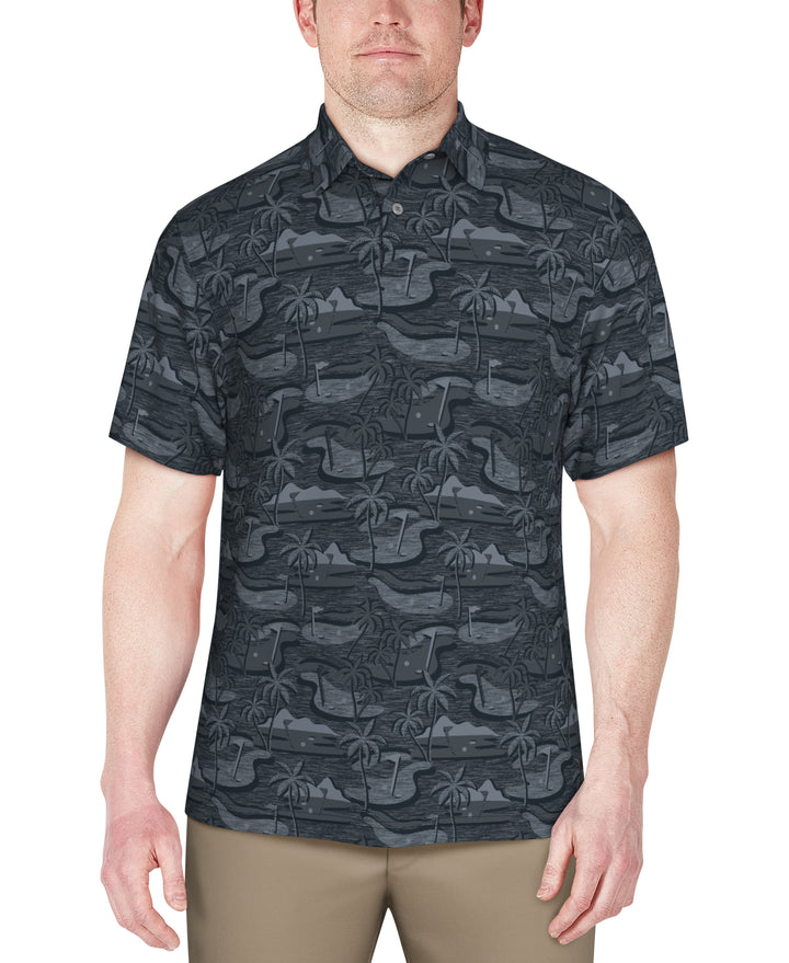 Freeform Golf Print Golf Polo (Charcoal Art) 