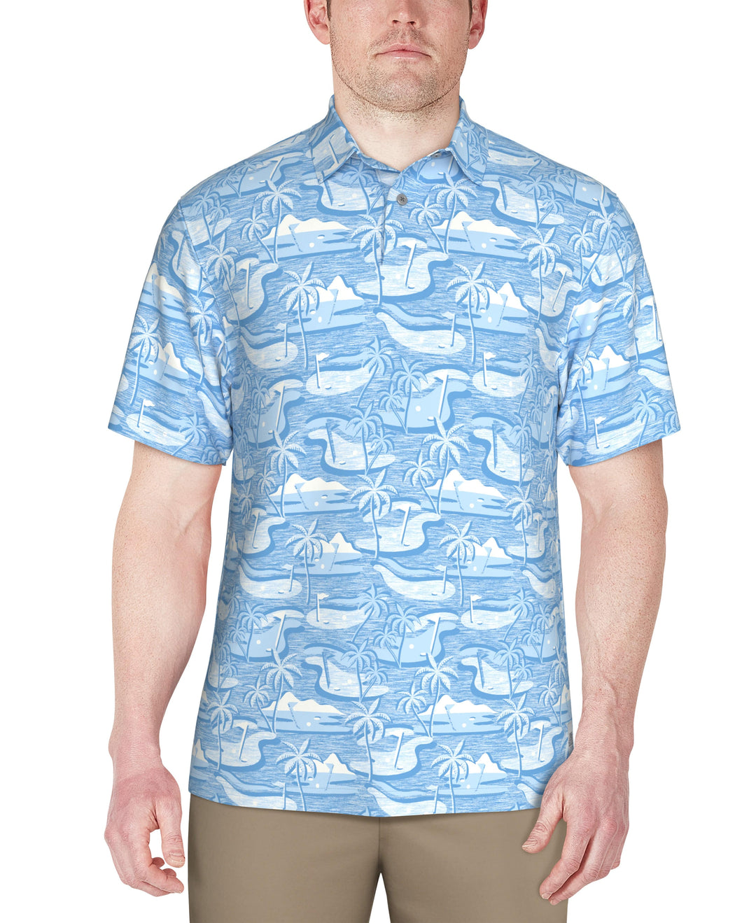 Freeform Golf Print Golf Polo (Ethereal Blue) 