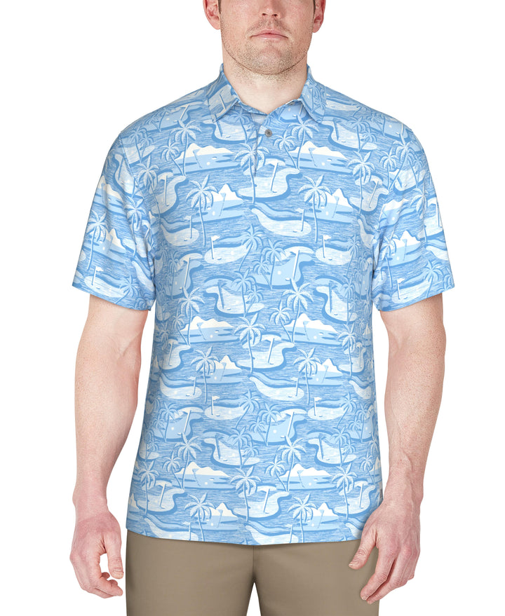 Freeform Golf Print Golf Polo (Ethereal Blue) 