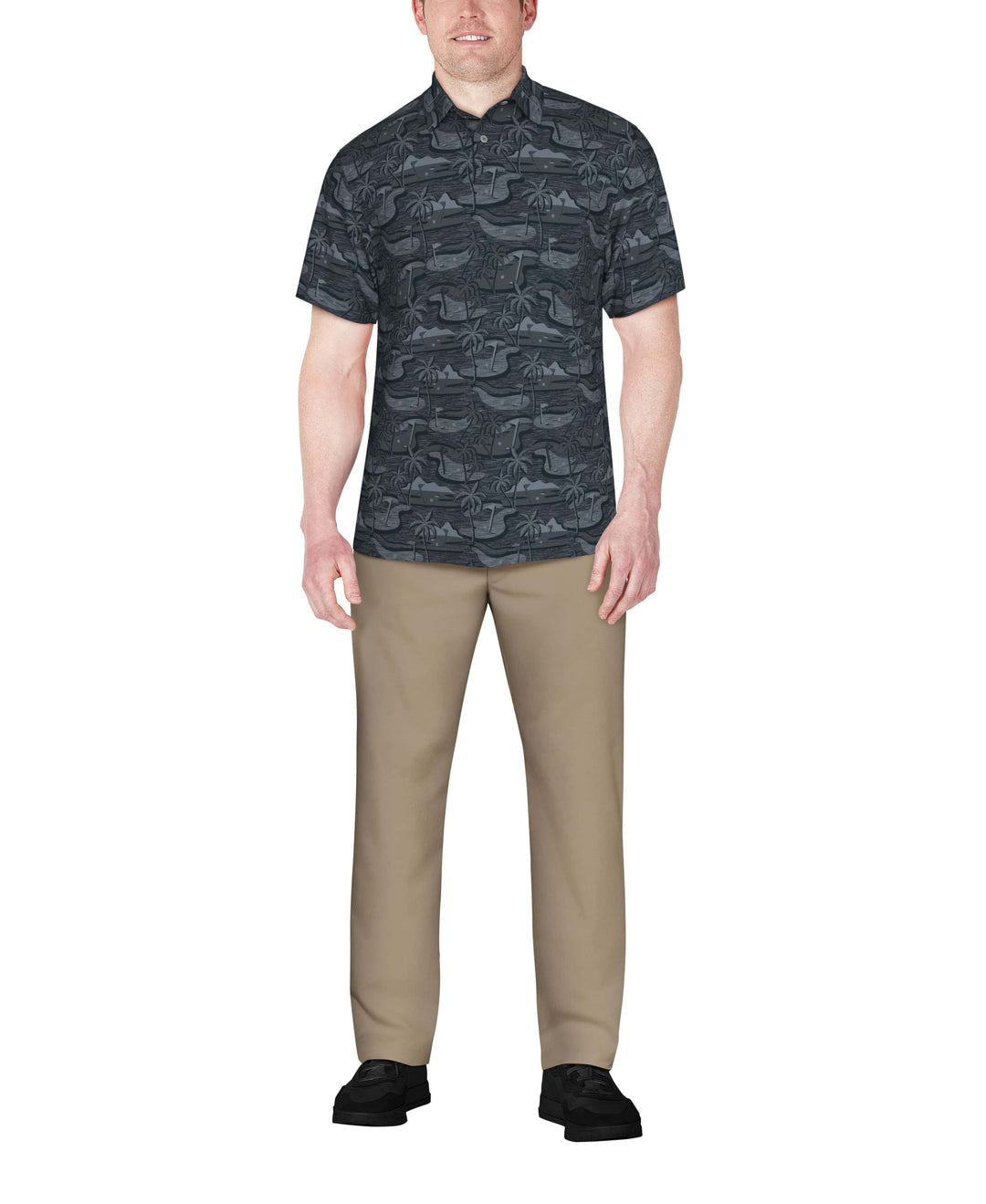 Freeform Golf Print Golf Polo (Charcoal Art) 