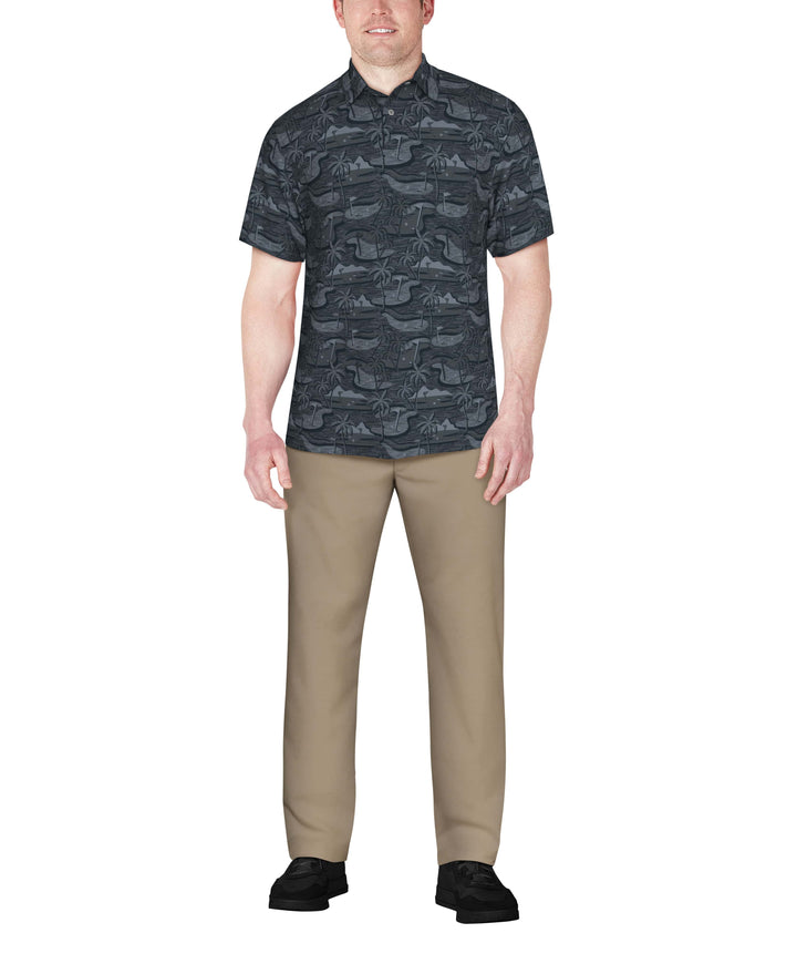 Freeform Golf Print Golf Polo (Charcoal Art) 
