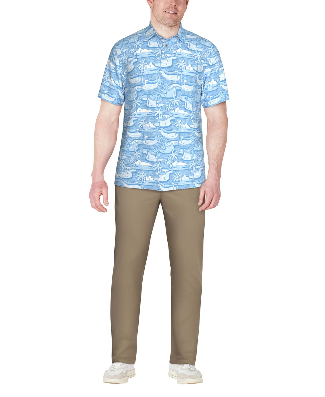 Freeform Golf Print Golf Polo (Ethereal Blue) 