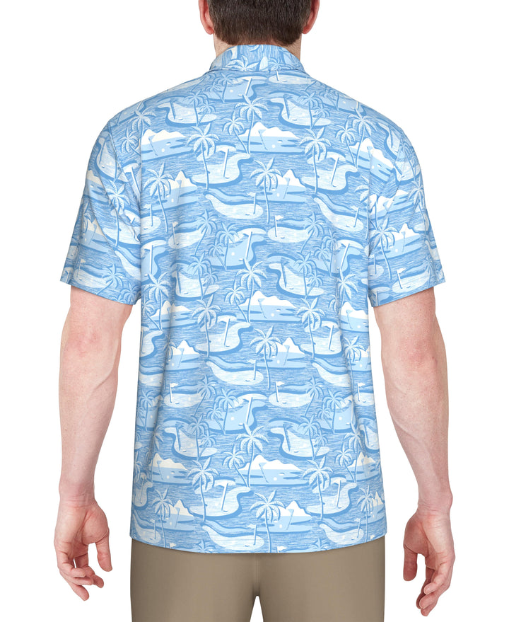Freeform Golf Print Golf Polo (Ethereal Blue) 