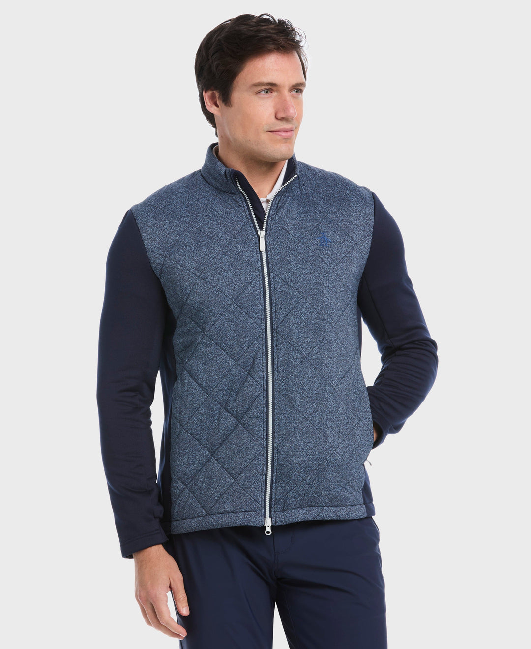 Full Zip Insulated Piping Printed Jacket (Black Iris) 