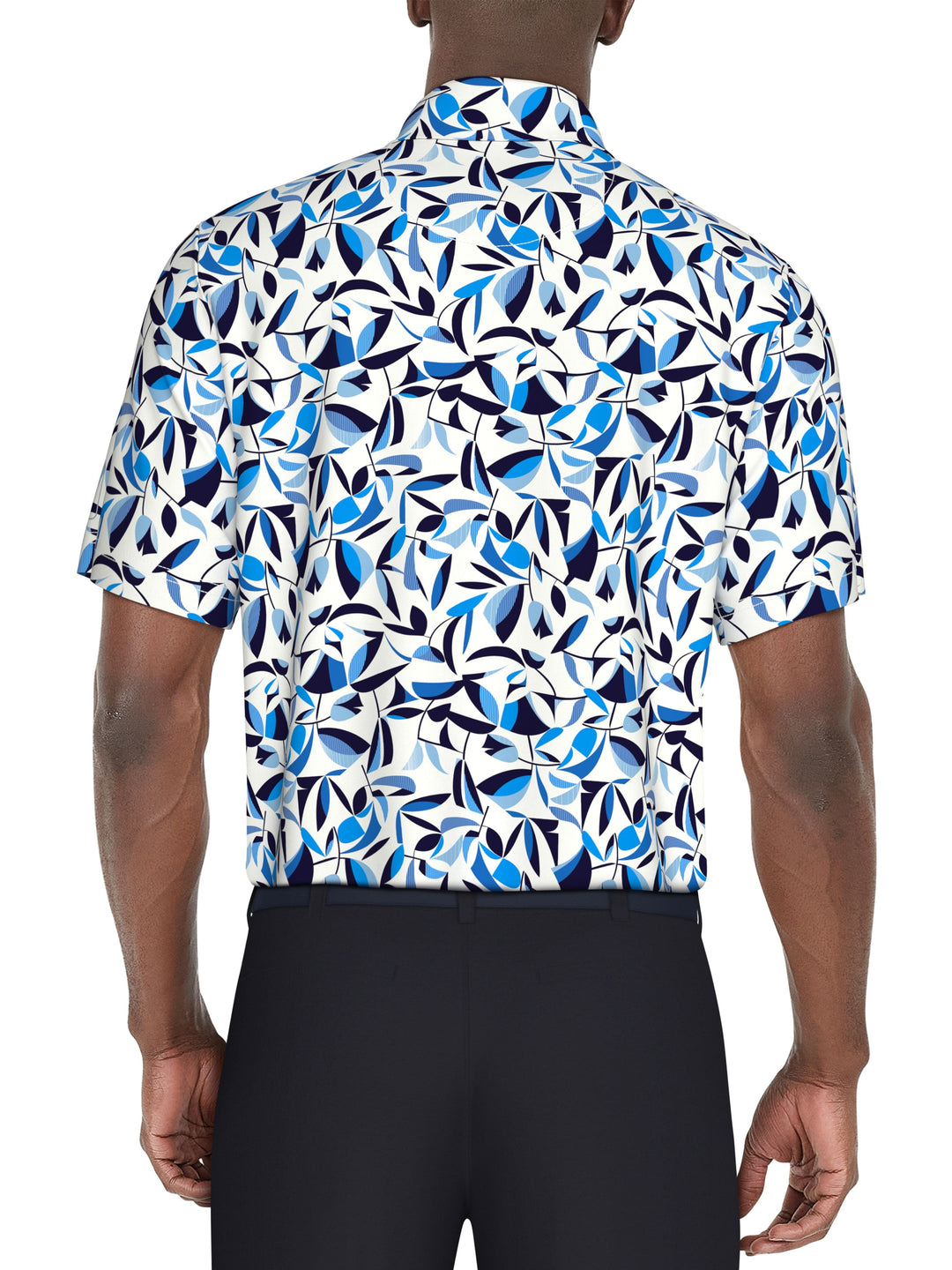 Geo Botanical Print Golf Polo (Bright White) 