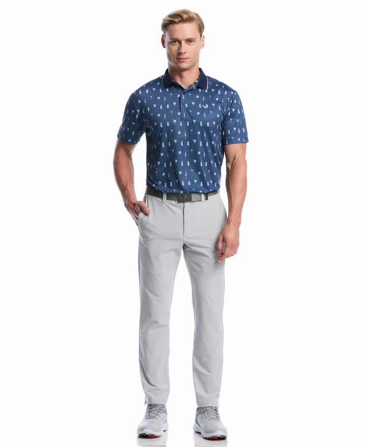 Geo Cocktail Print Golf Polo (Peacoat) 