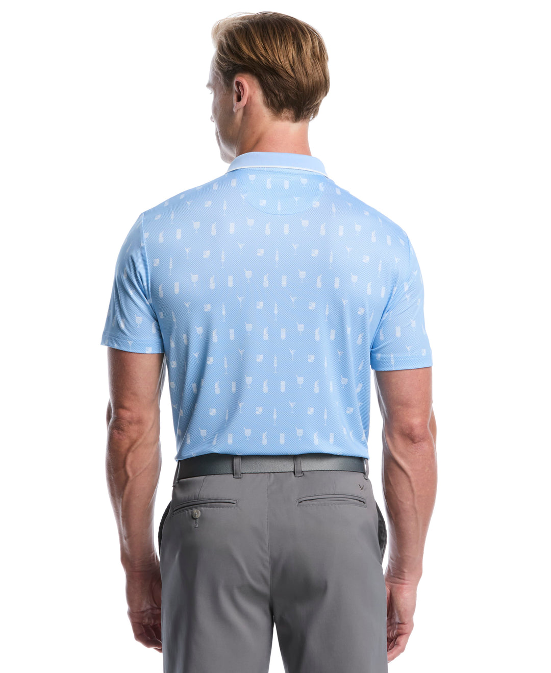 Geo Cocktail Print Golf Polo (Cerulean) 