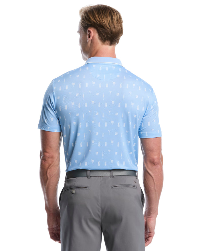 Geo Cocktail Print Golf Polo (Cerulean) 