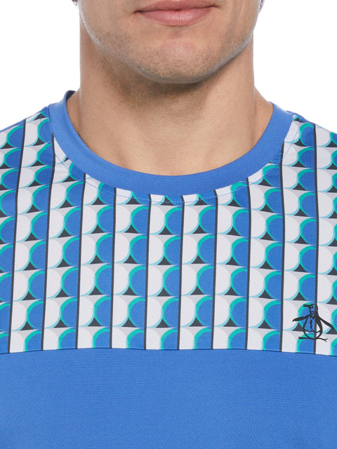 Geo Print Performance Short Sleeve Tennis T-Shirt (Nebulas) 