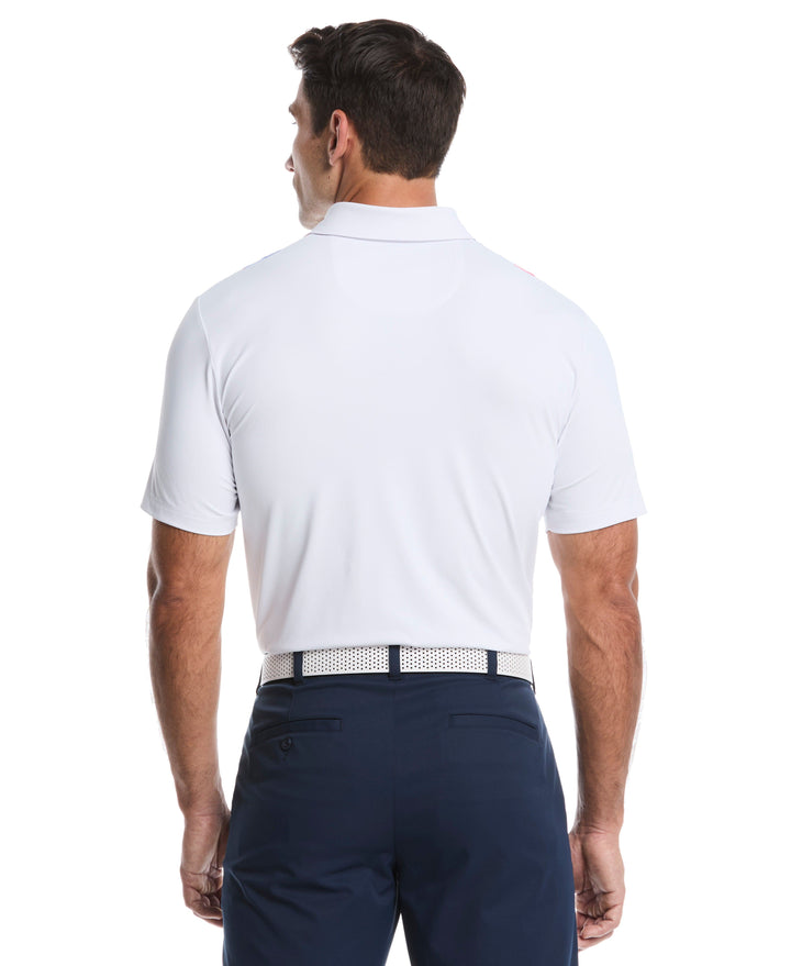 Geometric Fade Print Golf Polo (Bright White) 