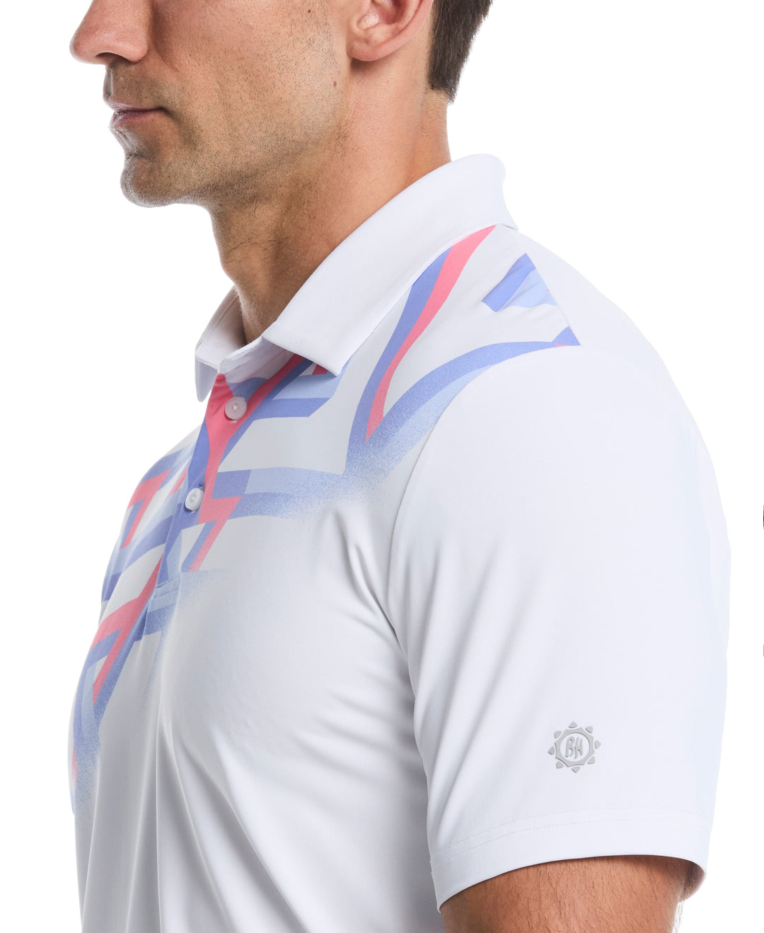 Geometric Fade Print Golf Polo (Bright White) 
